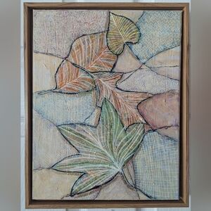 SOLD Art, Original Painting, Abstract Leaf On Canvas, Framed